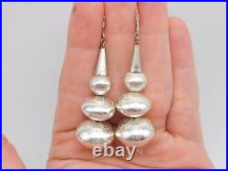 NATIVE AMERICAN INDIAN STERLING SILVER HAND HAMMERED NAVAJO PEARL EARRINGS a
