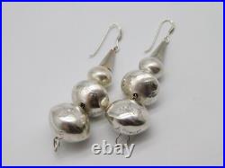 NATIVE AMERICAN INDIAN STERLING SILVER HAND HAMMERED NAVAJO PEARL EARRINGS a