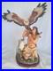 NATIVE AMERICAN INDIAN with EAGLE, WOLF STATUE Resin 19 tall