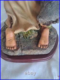 NATIVE AMERICAN INDIAN with EAGLE, WOLF STATUE Resin 19 tall