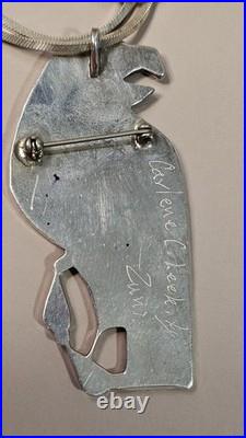 NATIVE AMERICAN ZUNI INDIAN C. D. LEEKITY Huge Eagle on a 925 Italy 30 Chain