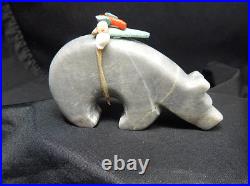 NATIVE AMERICAN ZUNI Indian large picasso marble bear RODNEY LAIWAKETE