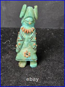 NATIVE AMERICAN ZUNI Indian turquoise maiden fetish CLAUDIA PEINA