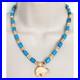 NAVAJO LYLE PIASO 925 Kingman Turquoise Bone Amethyst Beaded Bear Necklace 20