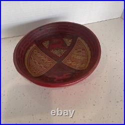 NORTHWEST INDIAN POLYCHROME WOODEN SERVING BOWL CIRCA 1960 Red / Carved