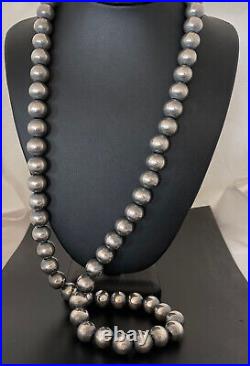 Native American 14mm Sterling Silver Navajo Pearls 30 Single-Strand Necklace