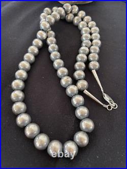 Native American 14mm Sterling Silver Navajo Pearls 30 Single-Strand Necklace