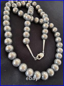 Native American 14mm Sterling Silver Navajo Pearls 30 Single-Strand Necklace