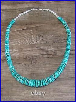 Native American 21 Sterling Silver & Royal Blue Turquoise Necklace by John