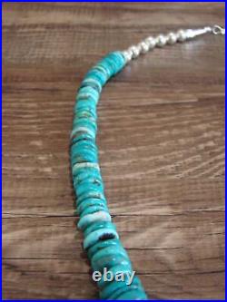 Native American 21 Sterling Silver & Royal Blue Turquoise Necklace by John