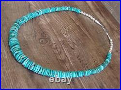 Native American 21 Sterling Silver & Royal Blue Turquoise Necklace by John