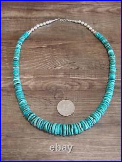 Native American 21 Sterling Silver & Royal Blue Turquoise Necklace by John