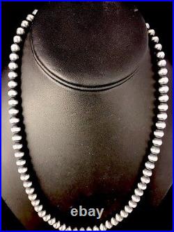 Native American 5mm Sterling Silver Navajo Pearls 20 Hook & Eye Cone Necklace