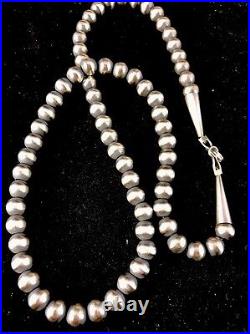 Native American 5mm Sterling Silver Navajo Pearls 20 Hook & Eye Cone Necklace