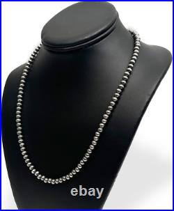 Native American 7mm Sterling Silver Navajo Pearls 22 Hook & Eye Cone Necklace