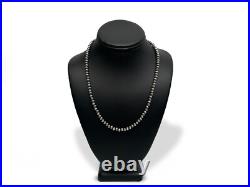 Native American 7mm Sterling Silver Navajo Pearls 22 Hook & Eye Cone Necklace