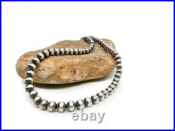 Native American 7mm Sterling Silver Navajo Pearls 22 Hook & Eye Cone Necklace