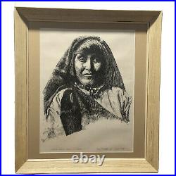 Native American Art Hans P Luetcke Acoma Indian Woman NM Artist Proof 1971