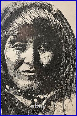 Native American Art Hans P Luetcke Acoma Indian Woman NM Artist Proof 1971