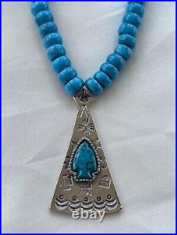 Native American Art Turquoise Beads Art Necklace Vigvam Pendant Culture Jewelry