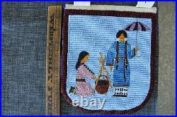 Native American Beaded Pictorial Bag with Flap & Inside Pocket
