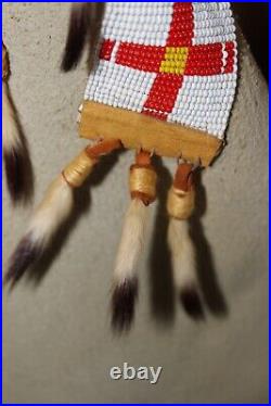 Native American Beaded tunic shirt fringed Buckskin Suede fur Hide thunderbird