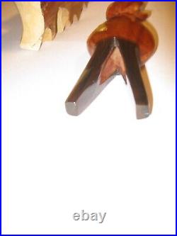 Native American Birdhead Flute with Arrowhead shaped Stand Deer Antler Holder