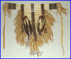 Native American Breastplate Bone And Leather, 15 Wide And 14 Long