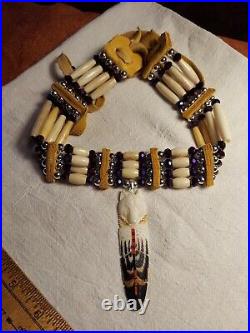 Native American Carved Wolf Choker