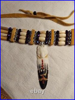 Native American Carved Wolf Choker