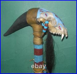 Native American Ceremonial Medicine Spirit Stick Skull