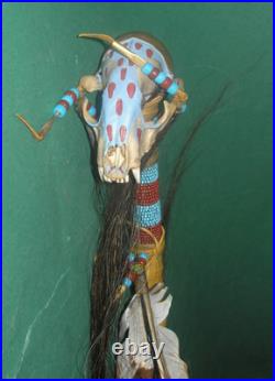 Native American Ceremonial Medicine Spirit Stick Skull