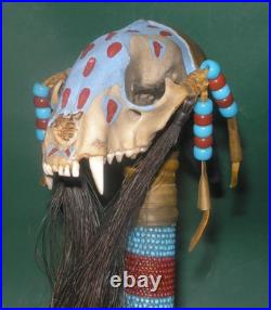 Native American Ceremonial Medicine Spirit Stick Skull