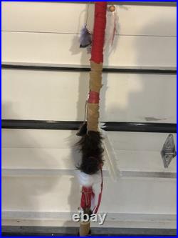 Native American Ceremonial Staff 6 Foot 3 Inches Long Beautiful Piece