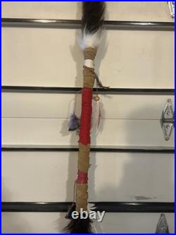 Native American Ceremonial Staff 6 Foot 3 Inches Long Beautiful Piece