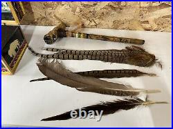 Native American Ceremony Kit with Hand Feathers, Necklace and Painted Box