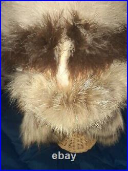 Native American Chief Headress With Feathers And Fur