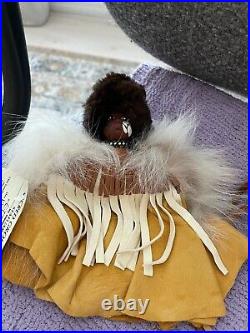 Native American Doll, Sacred Ground Statuary by Visions doll withHanger real fur