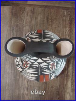 Native American Fine Line Hand Painted Wedding Vase by M. Lukee