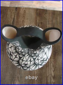 Native American Fine Line Hand Painted Wedding Vase by M. Lukee