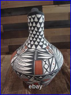 Native American Fine Line Hand Painted Wedding Vase by M. Lukee