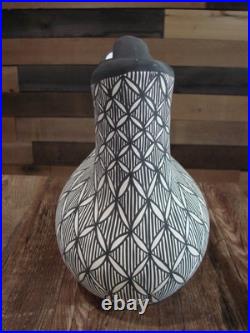 Native American Fine Line Hand Painted Wedding Vase by M. Lukee