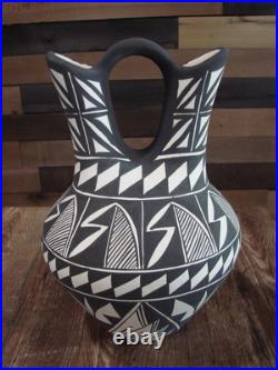 Native American Fine Line Hand Painted Wedding Vase by M. Lukee