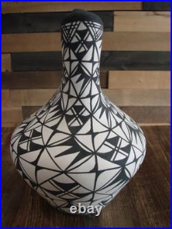 Native American Fine Line Hand Painted Wedding Vase by M. Lukee