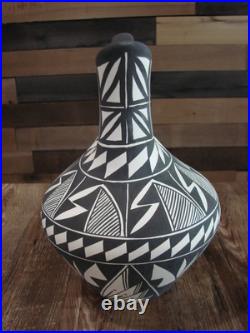 Native American Fine Line Hand Painted Wedding Vase by M. Lukee