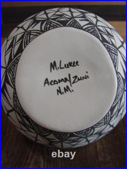 Native American Fine Line Hand Painted Wedding Vase by M. Lukee