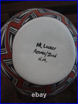 Native American Fine Line Hand Painted Wedding Vase by M. Lukee