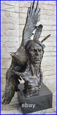 Native American Gift Indian Chief South western Bronze Bust Sculpture Statue art