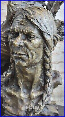 Native American Gift Indian Chief South western Bronze Bust Sculpture Statue art