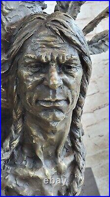 Native American Gift Indian Chief South western Bronze Bust Sculpture Statue art